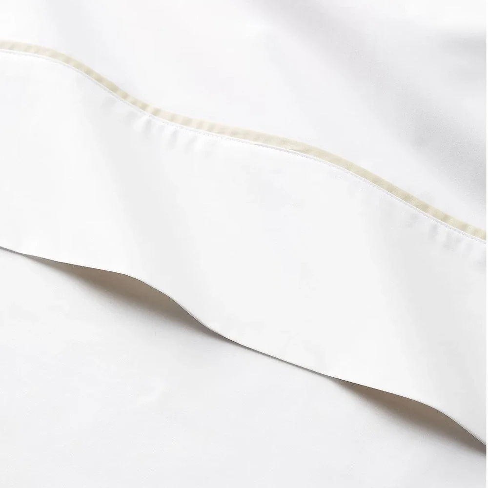 Ralph Lauren Palmer Percale‎ Full Flat Sheet Sand Dune Trim Organic Cotton NEW